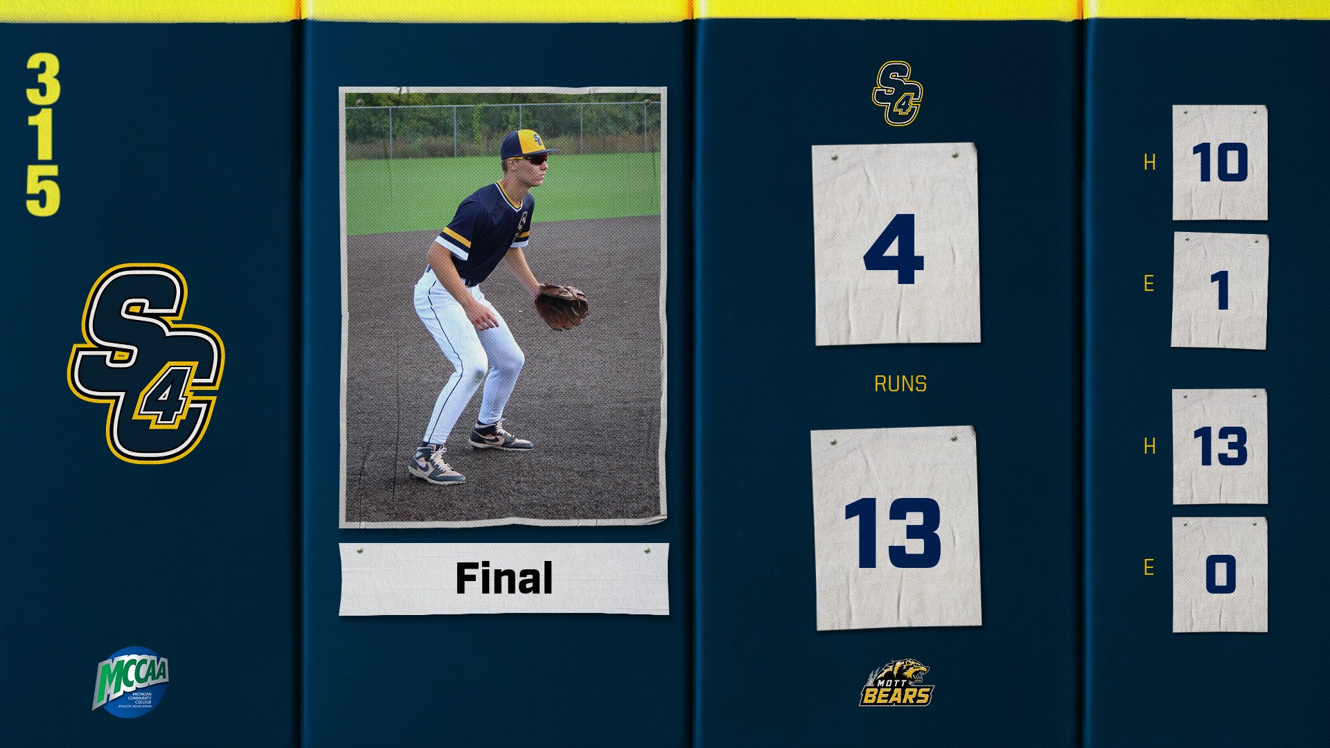 Baseball: SC4 Can't Get it Done Against Mott CC
