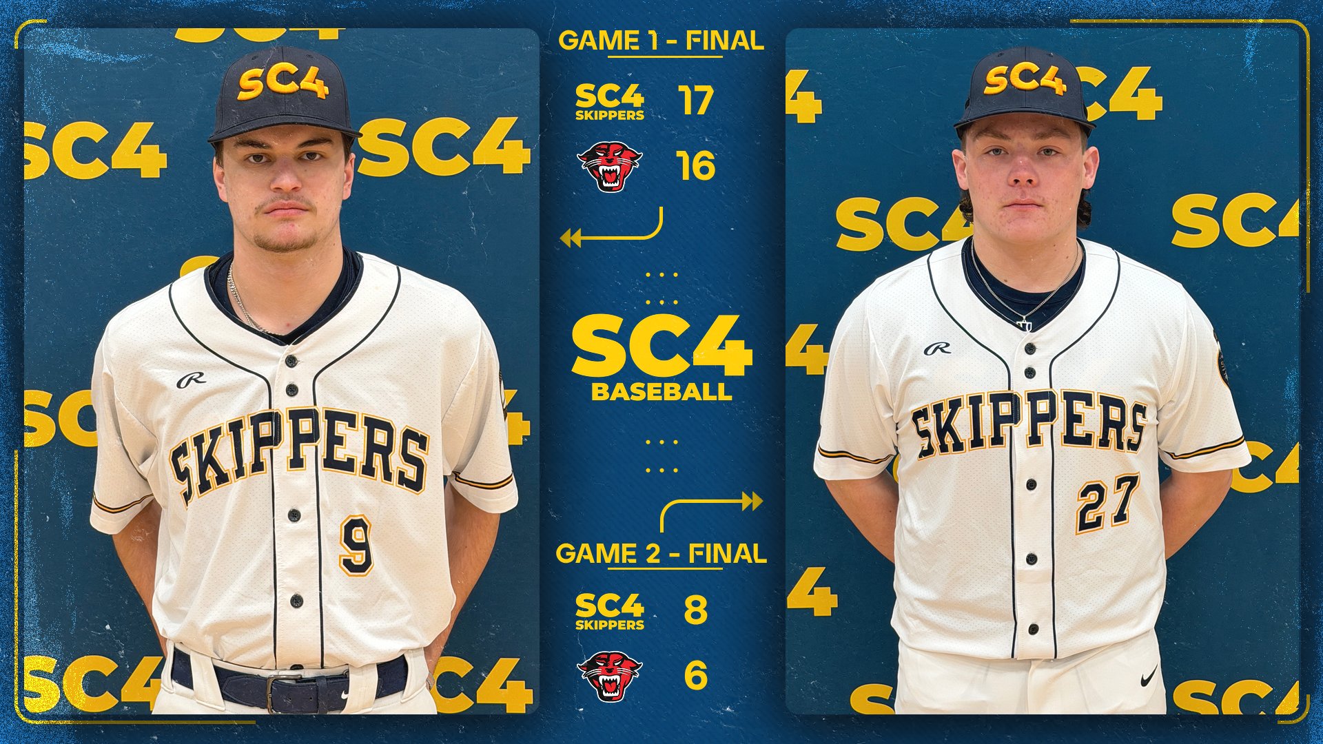 SC4 Baseball Sweeps Davenport University JV in High-Scoring Doubleheader
