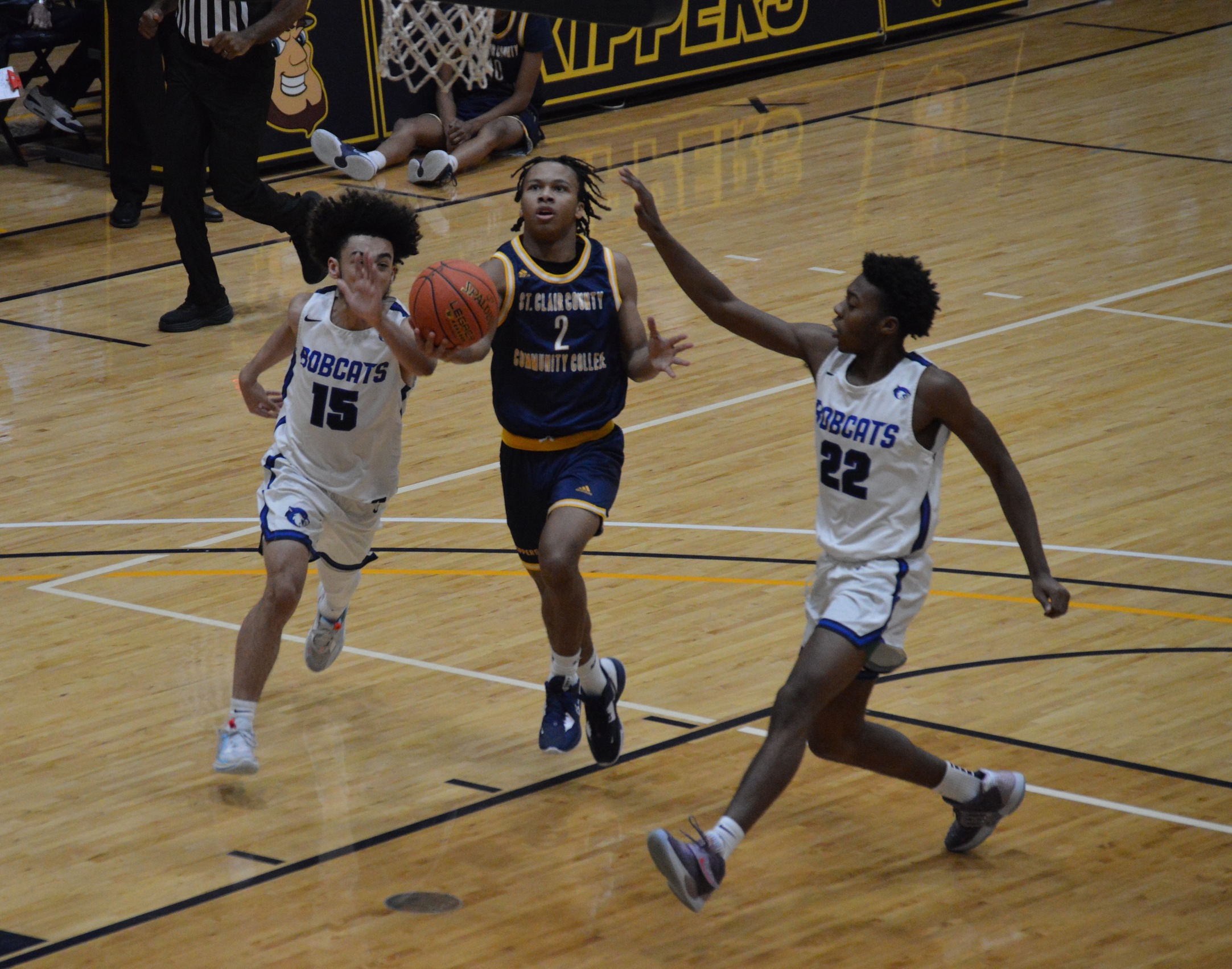 SC4 guard #2 Tyler Hamilton drives to the rim against the Bobcats. 