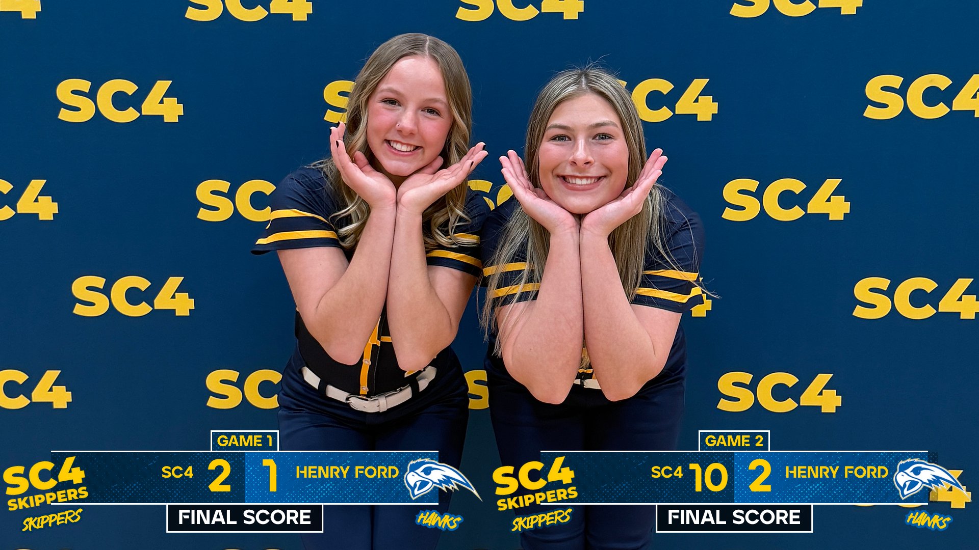 SC4 Softball Sweeps Doubleheader at Henry Ford College, Start 2-0 in the Conference