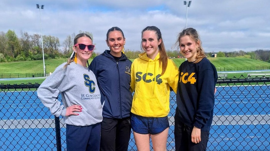 SC4 track athletes, Brynn Hurley, Kate Bennett, Julia Rogers, and Lillian Rutallie