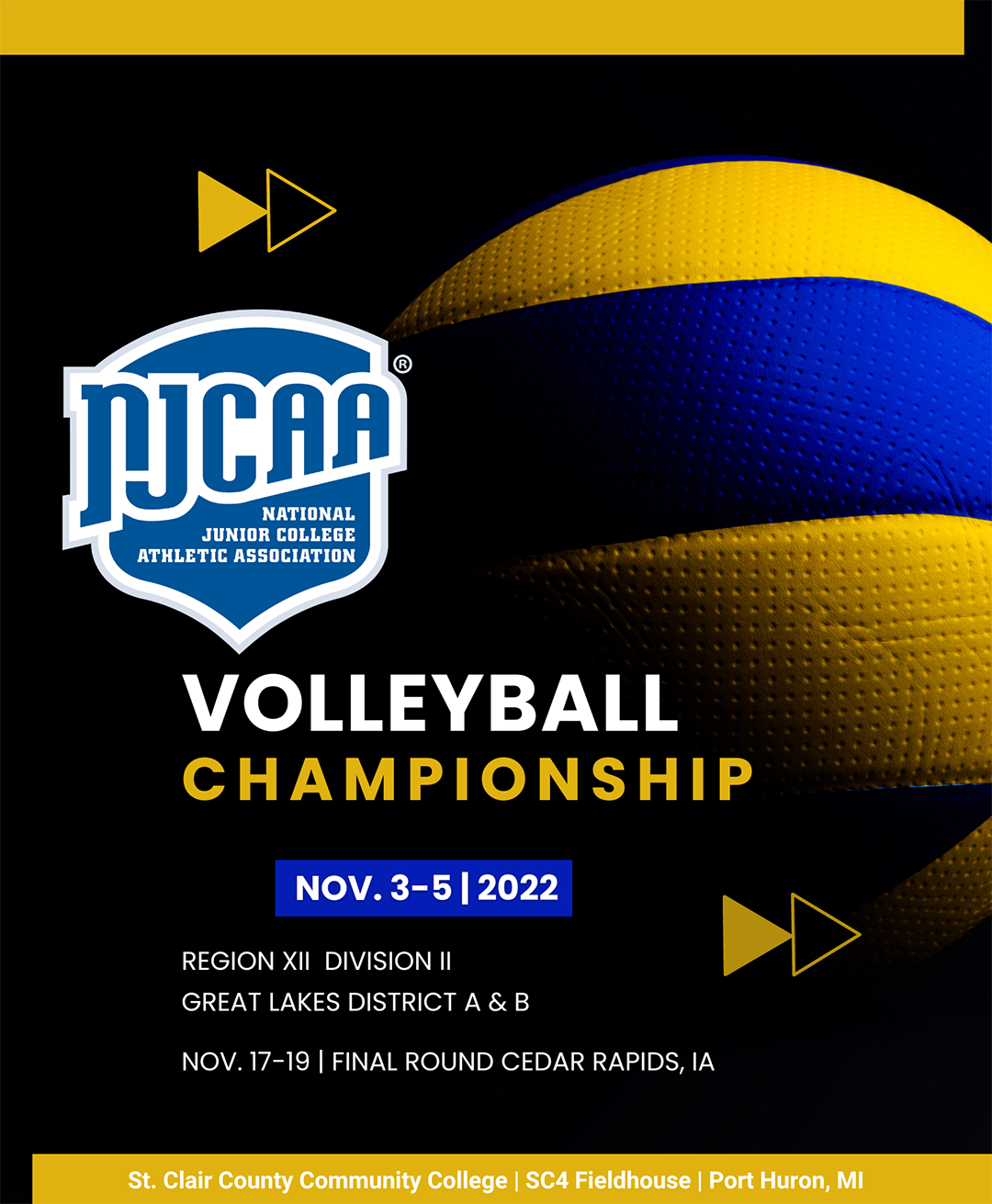 NJCAA Volleyball Program cover November 3-5 hosted at the SC4 Fieldhouse