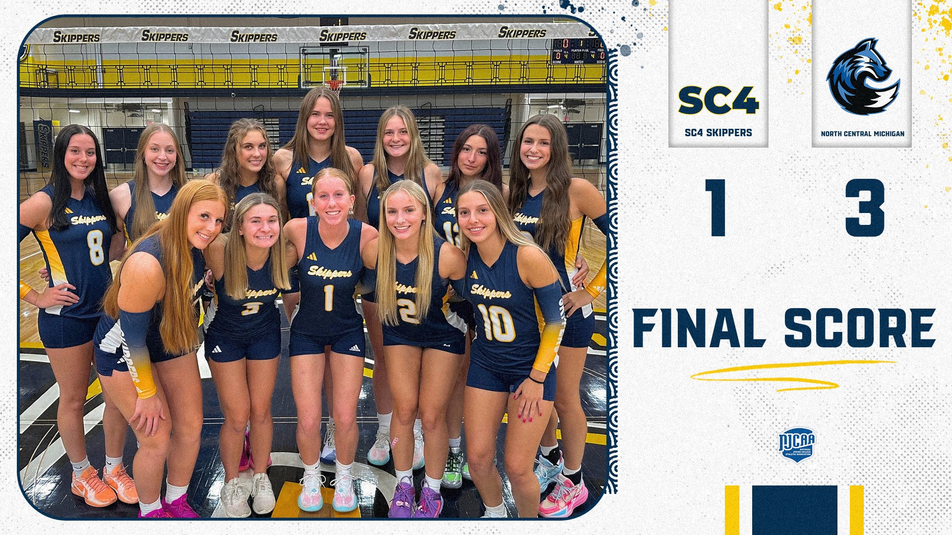 Skippers Battle Hard in Four-Set Thriller Against North Central Michigan College