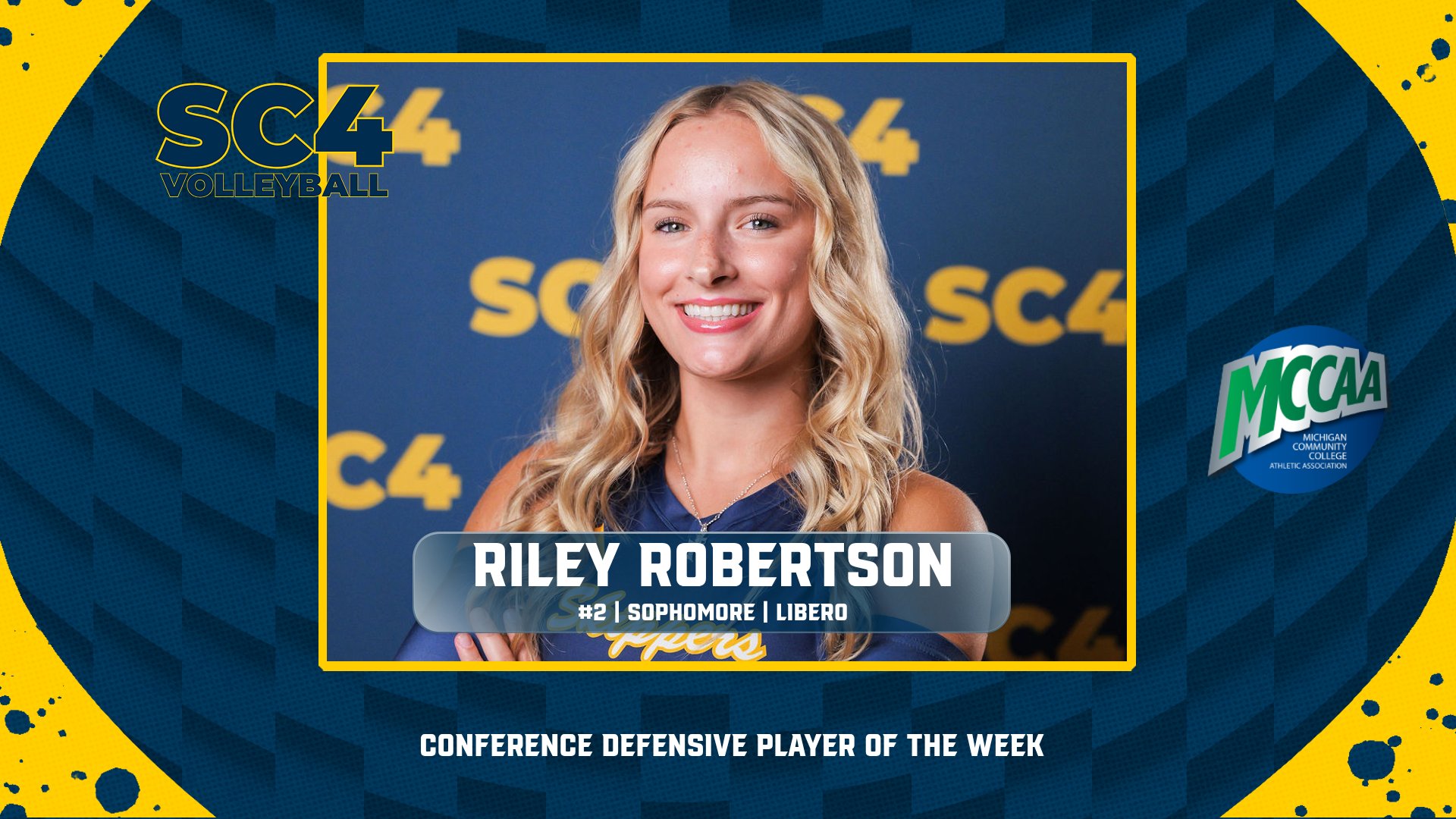 Riley Robertson Named MCCAA Eastern Conference Defensive Player of the Week