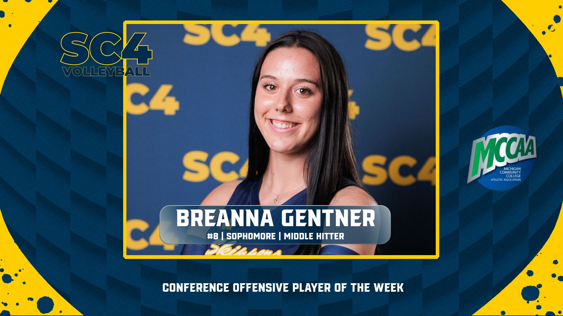 Breanna Gentner Named MCCAA Eastern Conference Volleyball Offensive Player of the Week